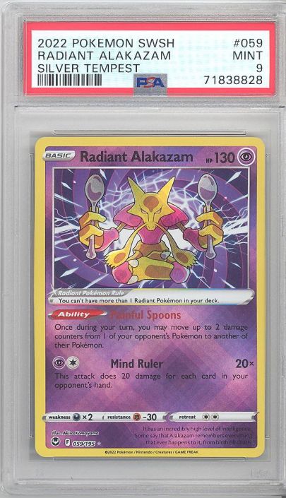 Radiant Alakazam Silver Tempest 059/195 Pokemon TCG Card in 2023