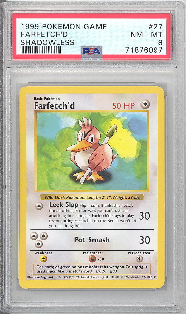 1995, 96, 98 Pokemon Card ** Farfetch'd ** - Base Set 27/102 - Uncommon