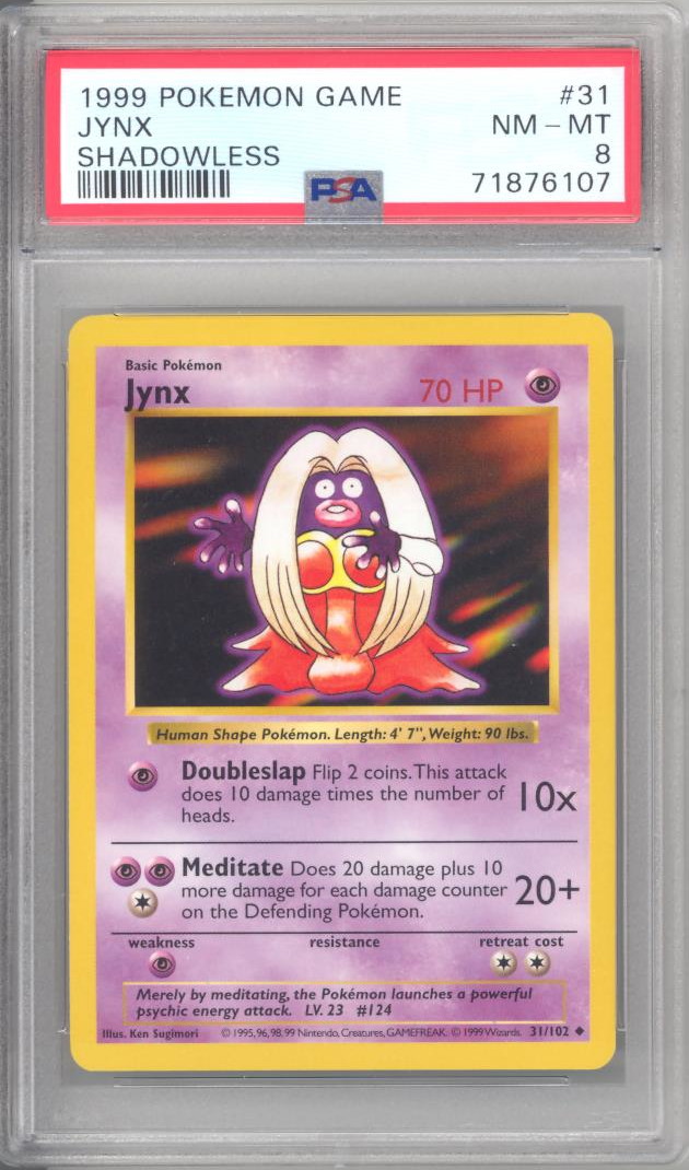 PSA 8 - Pokemon Card - Base 31/102 - JYNX (uncommon) *Shadowless* - NM-MT