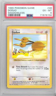 PSA 6 - Pokemon Card - Base 48/102 - DODUO (common) *Shadowless* - EX-MT