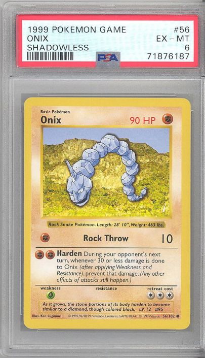 Pokémon Onix 56/102 Trading Card Basic Pokémon All Original Base