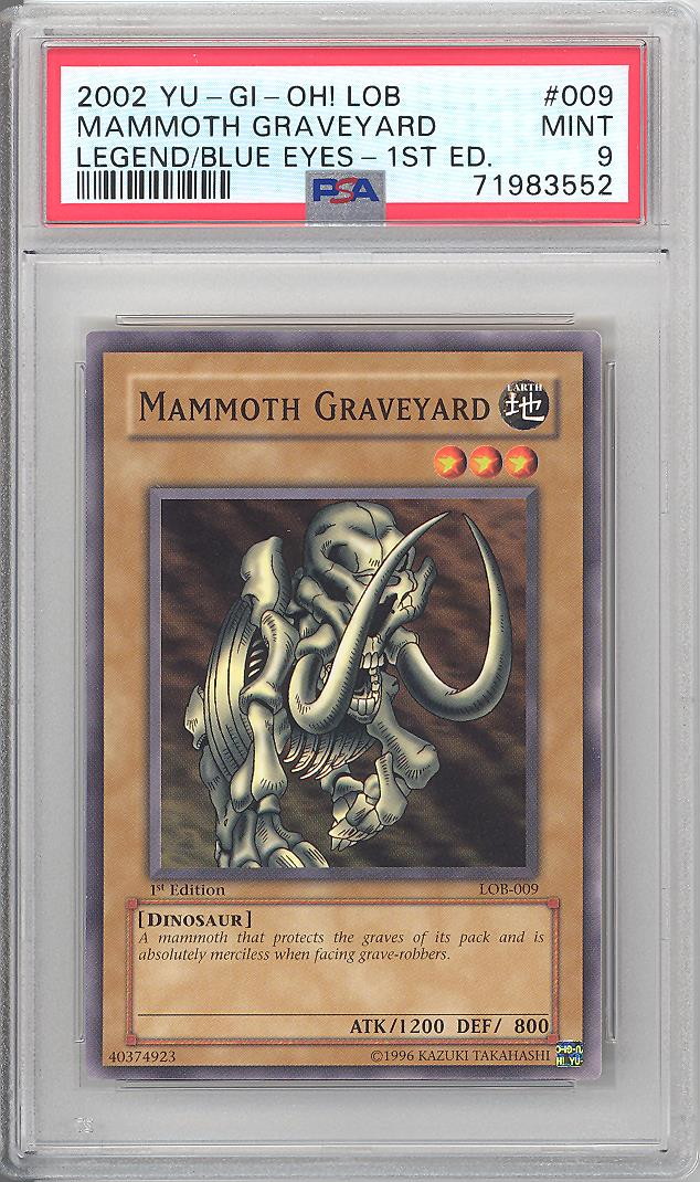 PSA 9 - Yu-Gi-Oh Card - LOB-009 - MAMMOTH GRAVEYARD (common) *1st Edition*  - MINT: BBToyStore.com - Toys, Plush, Trading Cards, Action Figures & Games  online retail store shop sale