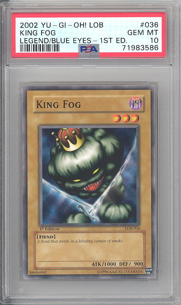 PSA 10 - Yu-Gi-Oh Card - LOB-036 - KING FOG (common) *1st Edition ...