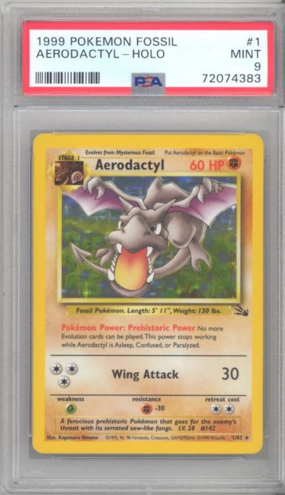 Aerodactyl 1/62 holographic Pokemon Card 