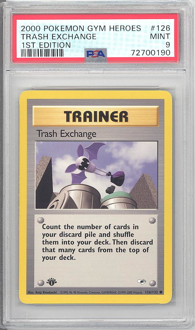 PSA 9 - Pokemon Card - Gym Heroes 126/132 - TRASH EXCHANGE (common