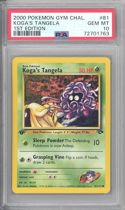 PSA 10 - Pokemon Card - Gym Challenge 81/132 - KOGA'S TANGELA