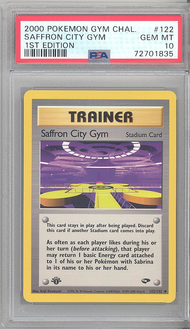 PSA 10 - Pokemon Card - Gym Challenge 122/132 - SAFFRON CITY GYM (uncommon)  *1st Edition* - GEM MINT