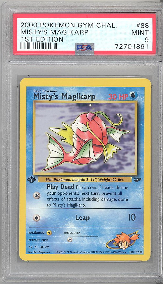 PSA 9 - Pokemon Card - Gym Challenge 88/132 - MISTY'S MAGIKARP