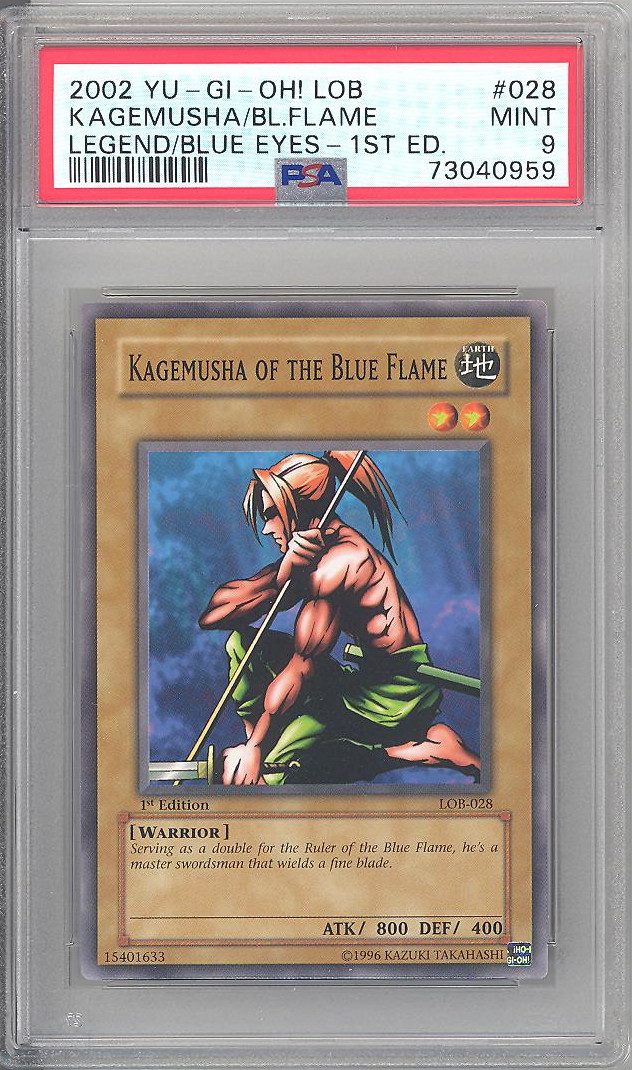 PSA 9 - Yu-Gi-Oh Card - LOB-028 - KAGEMUSHA OF THE BLUE FLAME (common) *1st  Edition* - MINT