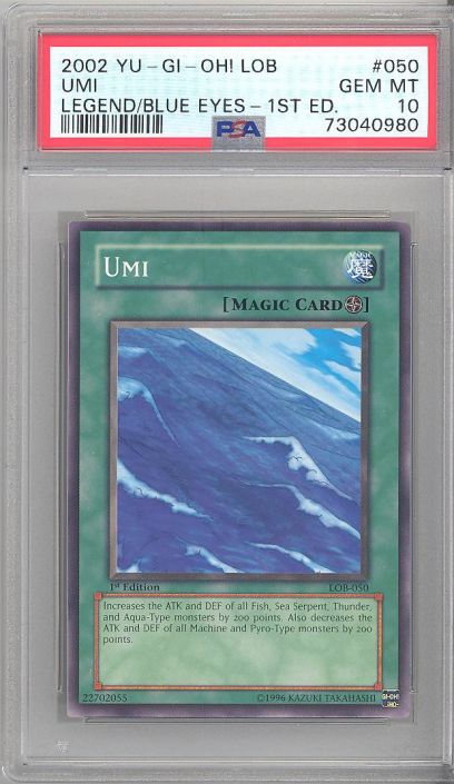 PSA 10 - Yu-Gi-Oh Card - LOB-050 - UMI (common) *1st Edition