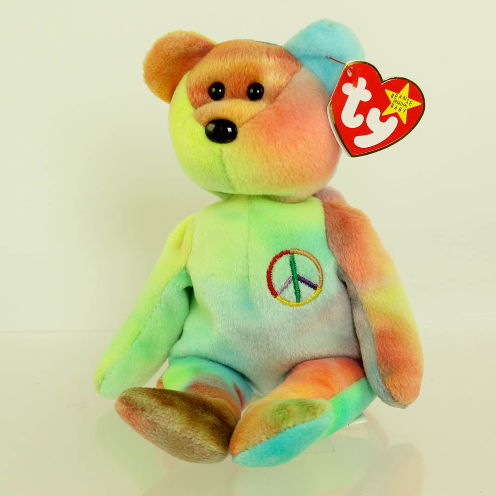 TY Beanie Baby - PEACE the Ty-Dyed Bear (Made in Indonesia - CANADIAN ...