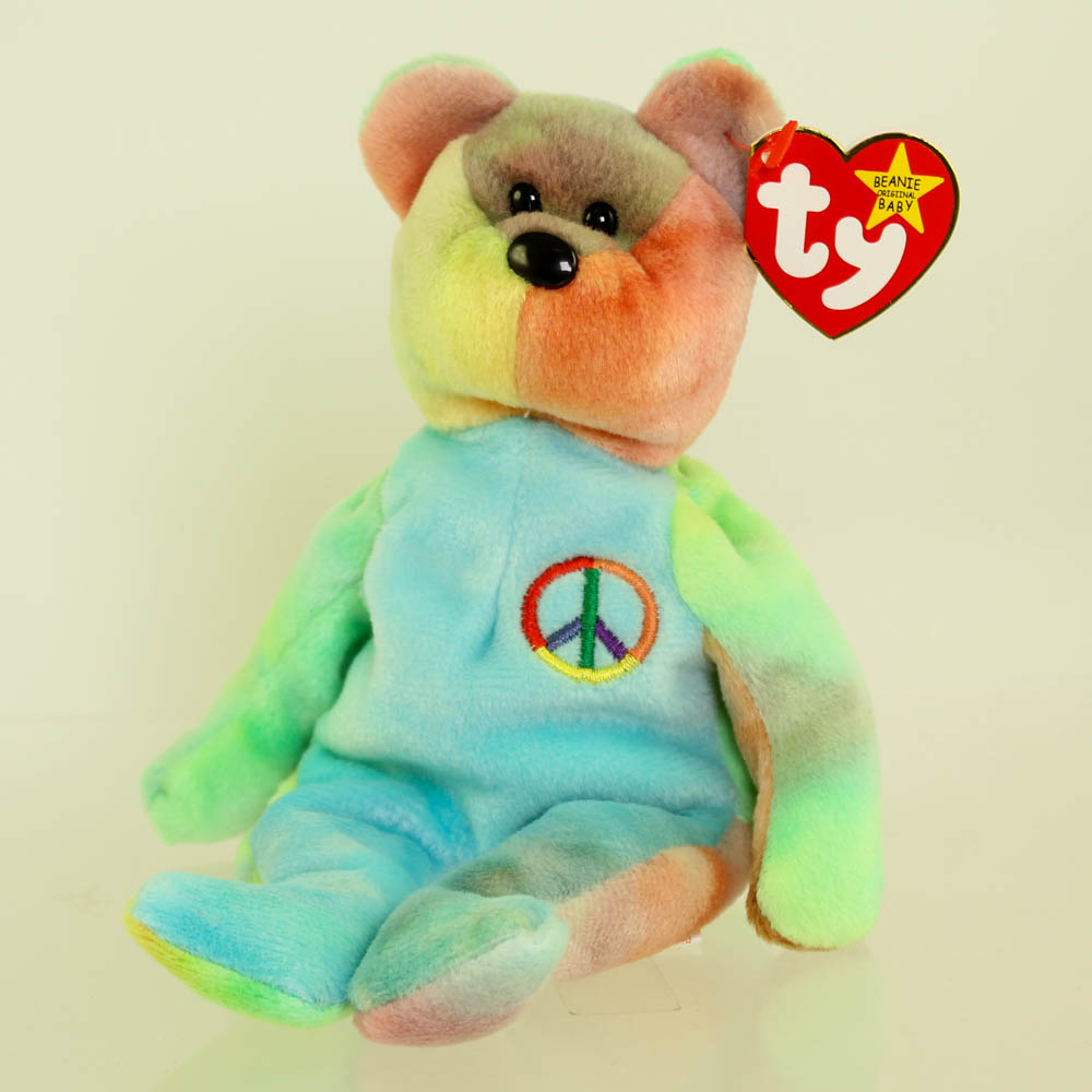 TY Beanie Baby - PEACE the Tie-Dyed Bear (Blue/Green) (8.5 inch) *MWMT*