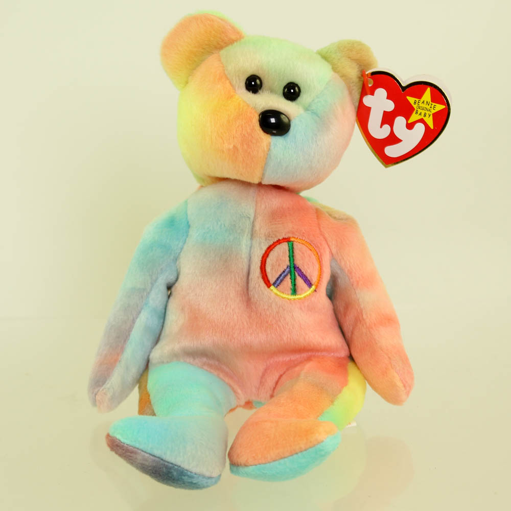 TY Beanie Baby - PEACE the Tie-Dyed Bear (Blue/Pink) (8.5 inch) *MWMT ...