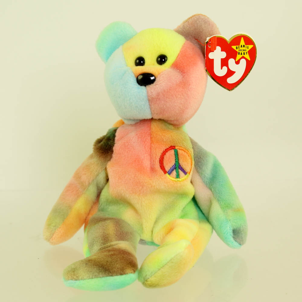 TY Beanie Baby - PEACE the Tie-Dyed Bear (Green/Brown) (8.5 inch) *MWMT ...