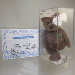 Authenticated TY Beanie Baby - BILLIONAIRE Bear #1 (Signed by TY Warner) MWMTs MQ