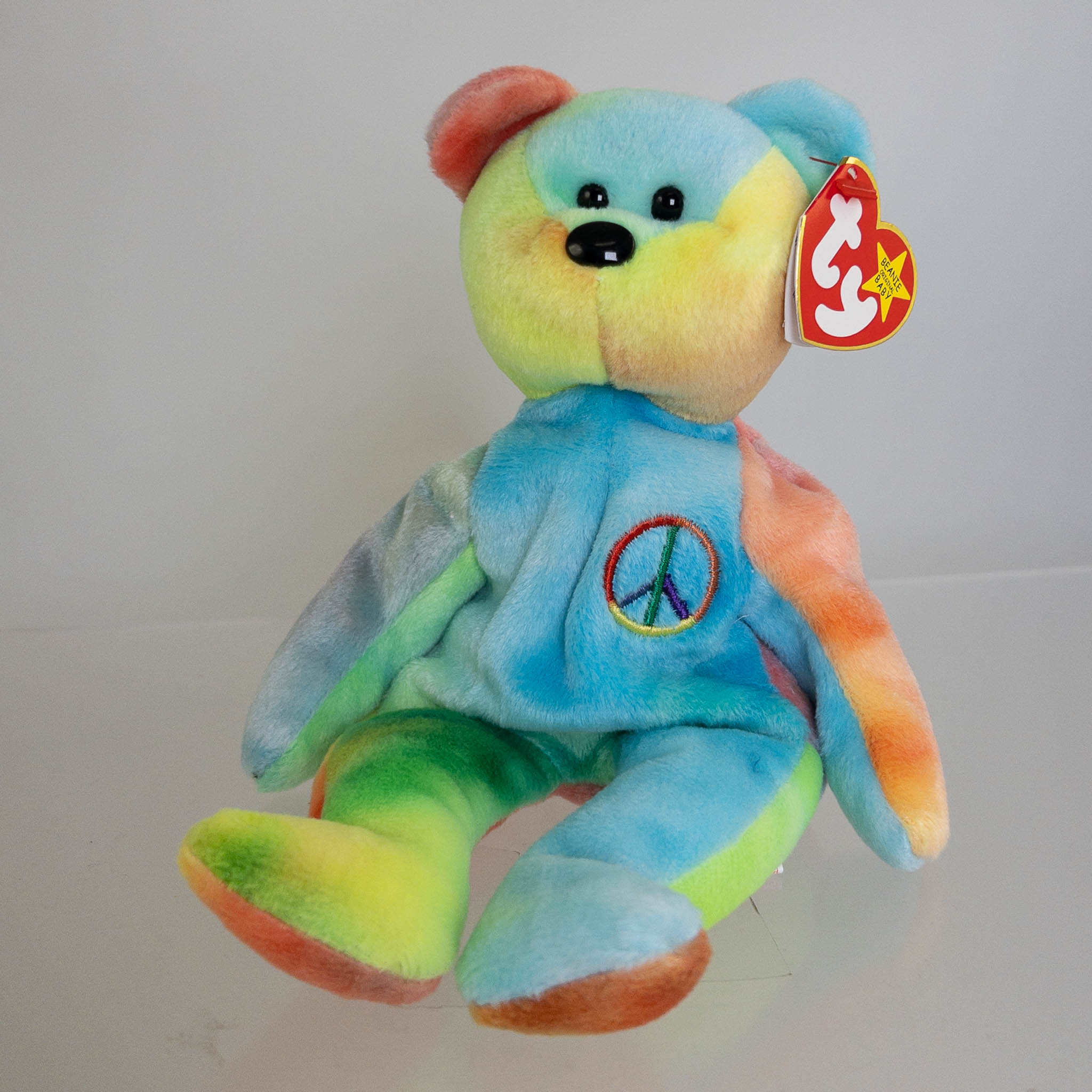 TY Beanie Baby - PEACE the Ty-Dyed Bear (Blue/Yellow) (8.5 inch) *MWMT ...