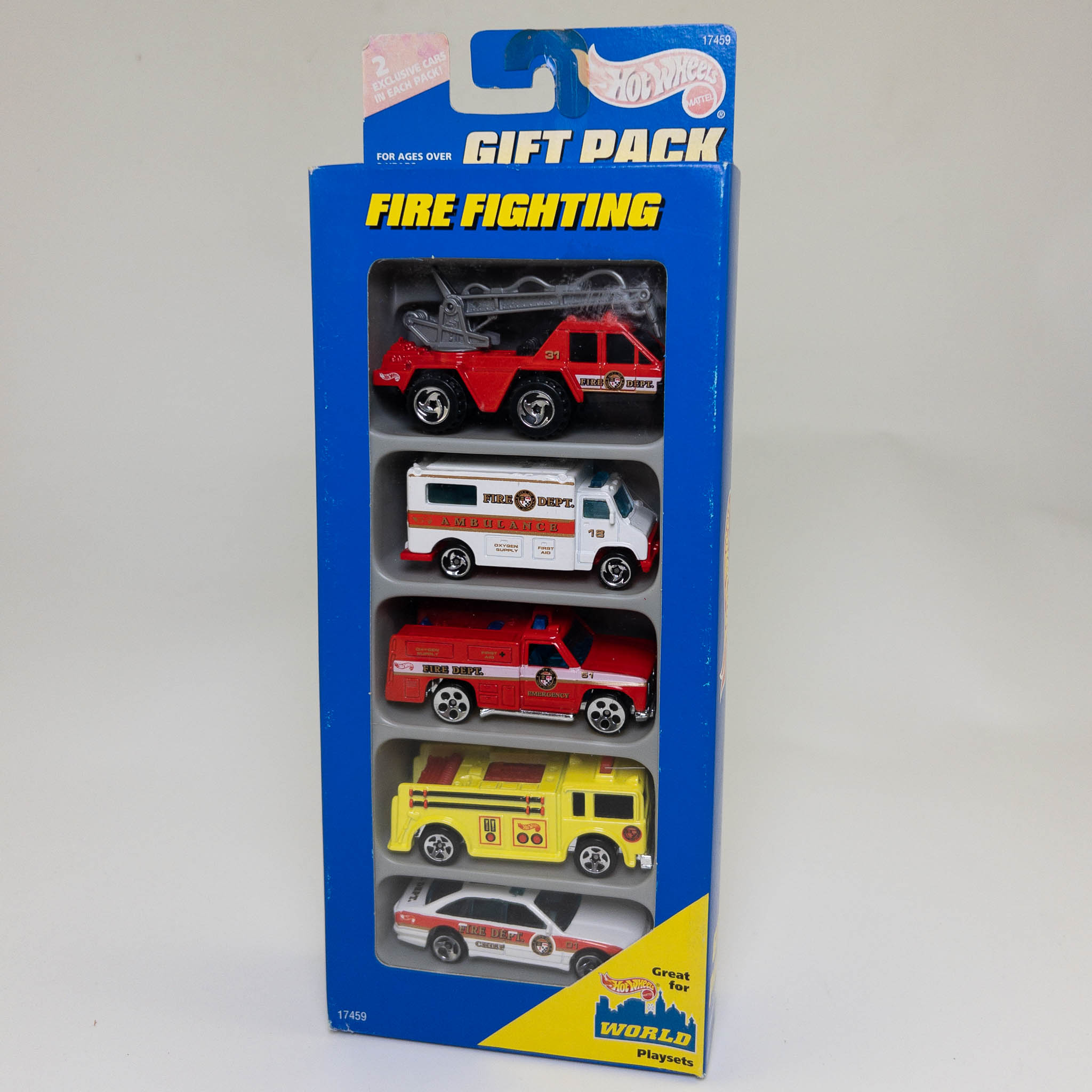 Mattel - Hot Wheels - 1996 Fire Fighting Gift Pack #17459 *non-mint Box 