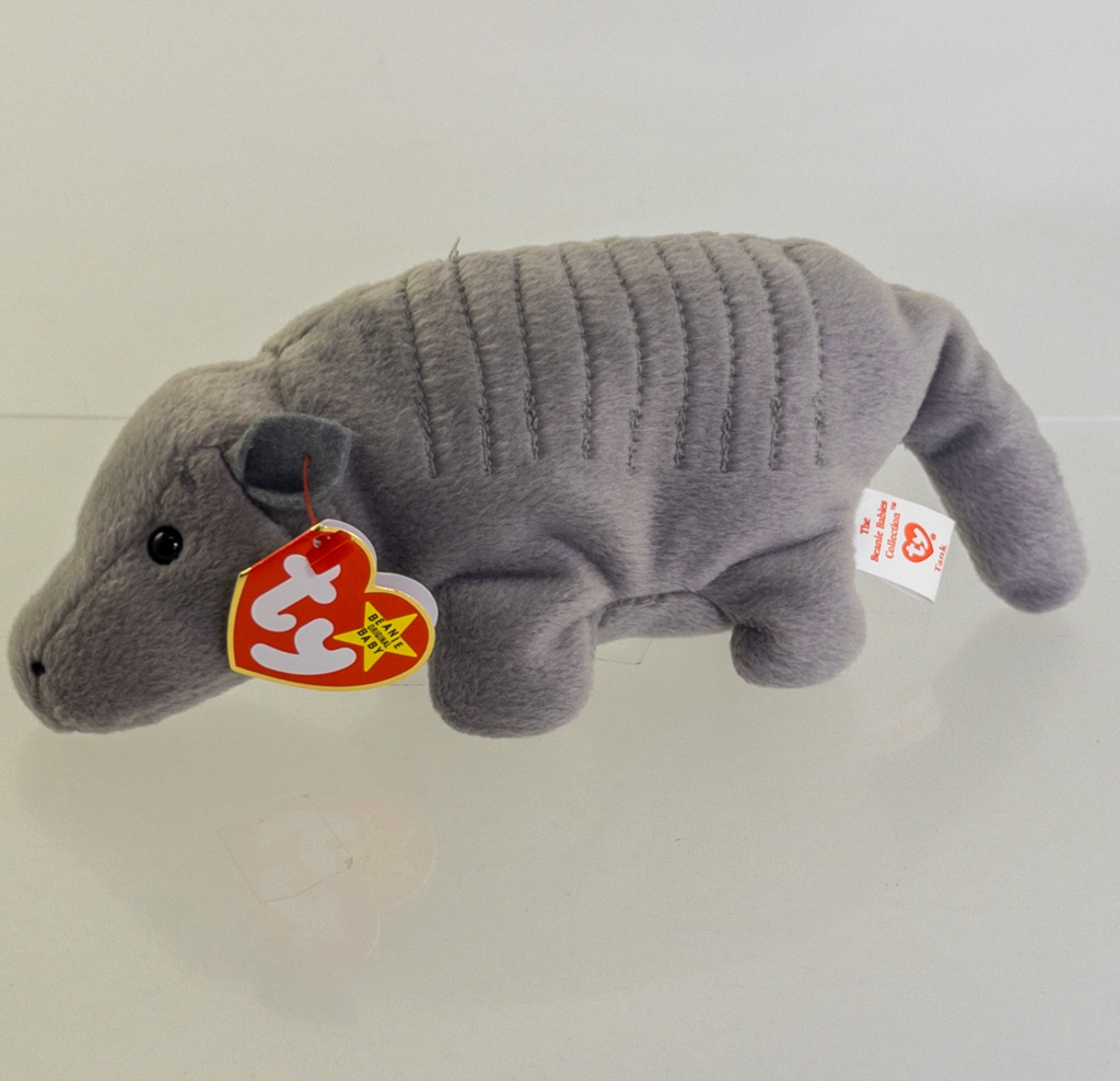 TY Beanie Baby - TANK the Armadillo (9 Lines - No Shell) (4th Gen Hang Tag - MWMTs)