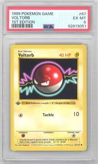 PSA 6 - Pokemon Card - Base 67/102 - VOLTORB (common) *1st Edition* - EX-MT