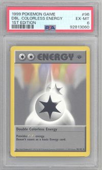 PSA 6 - Pokemon Card - Base 96/102 - DOUBLE COLORLESS ENERGY (uncommon) *1st Edition* - EX-MT