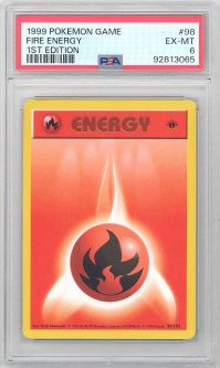 PSA 6 - Pokemon Card - Base 98/102 - FIRE ENERGY (common) *1st Edition* - EX-MT