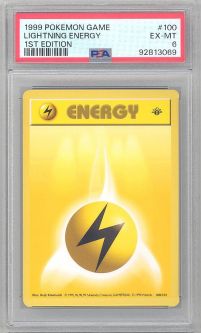 PSA 6 - Pokemon Card - Base 100/102 - LIGHTNING ENERGY (common) *1st Edition* - EX-MT