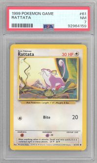 PSA 7 - Pokemon Card - Base 61/102 - RATTATA (common) - NM