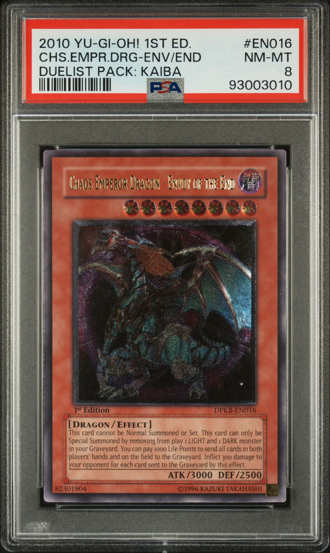 PSA 8 - Yu-Gi-Oh Card - DPKB-EN016 - CHAOS EMPEROR DRAGON - ENVOY OF THE  END (ultimate rare) *1st Ed: BBToyStore.com - Toys, Plush, Trading Cards,  Action Figures & Games online retail store shop sale