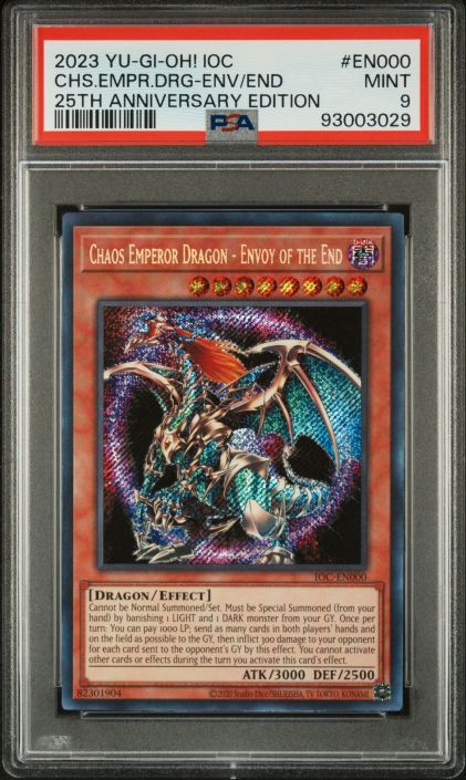 PSA 9 - Yu-Gi-Oh 25th Anniversary - IOC-EN000 - CHAOS EMPEROR DRAGON -  ENVOY OF THE END (secret rare