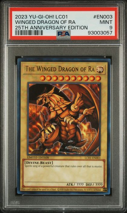 PSA 9 - Yu-Gi-Oh Card - LC01-EN003 - THE WINGED DRAGON OF RA (ultra rare  holo) - MINT: BBToyStore.com - Toys, Plush, Trading Cards, Action Figures &  Games online retail store shop sale