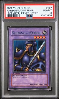 PSA 8 - Yu-Gi-Oh Card - LOB-067 - KARBONALA WARRIOR (rare) *1st Edition* - NM-MT