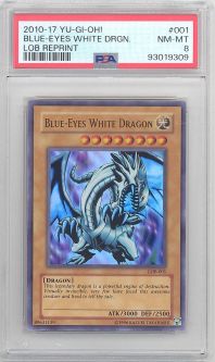 PSA 8 - Yu-Gi-Oh Card - LOB-001 -  BLUE EYES WHITE DRAGON (ultra rare holo) - NM-MT