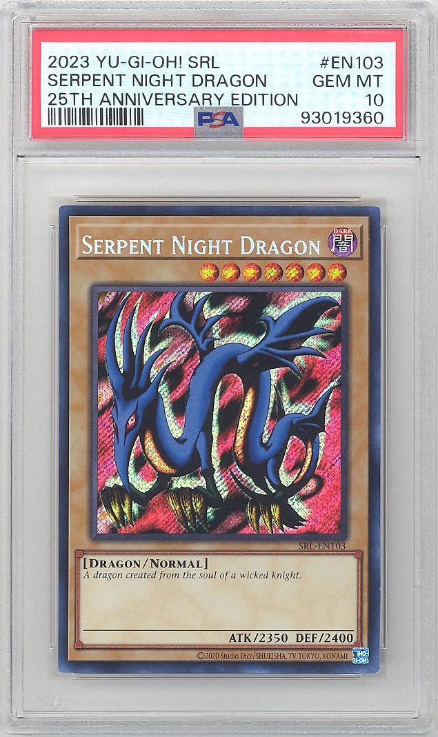 PSA 10 - Yu-Gi-Oh Card 25th Anniversary - SRL-EN103 - SERPENT NIGHT DRAGON  (secret rare holo) - GEM