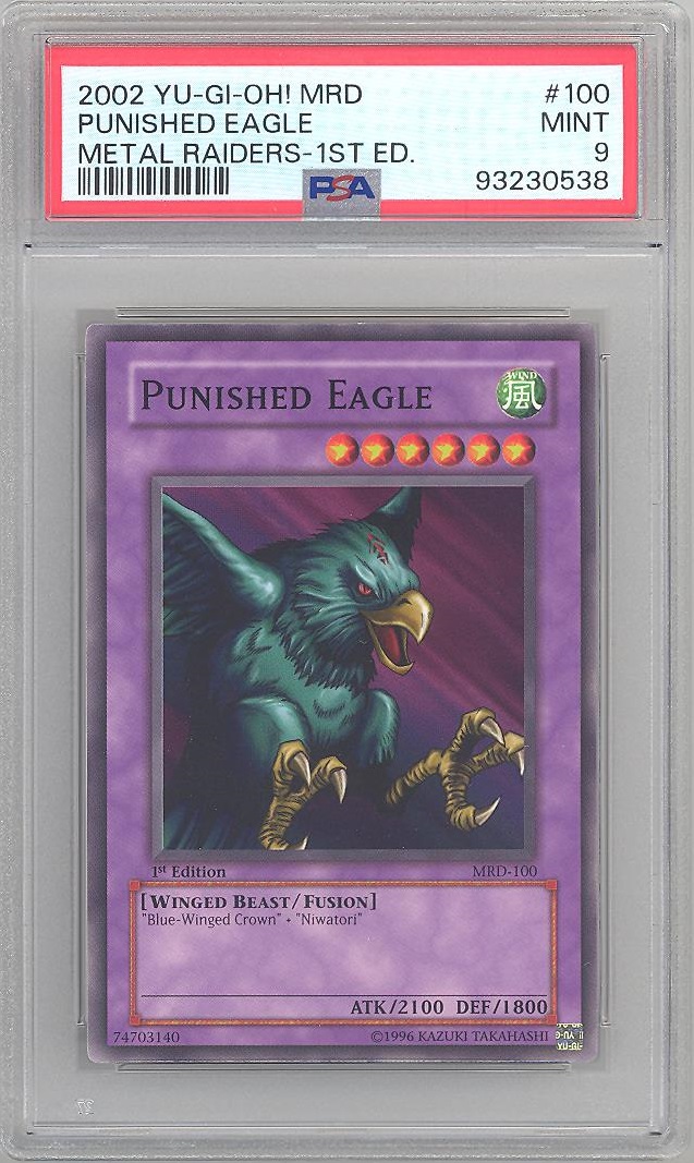 PSA 9 - Yu-Gi-Oh Card - MRD-100 - PUNISHED EAGLE (common) *1st Edition* -  MINT: BBToyStore.com - Toys, Plush, Trading Cards, Action Figures & Games  online retail store shop sale