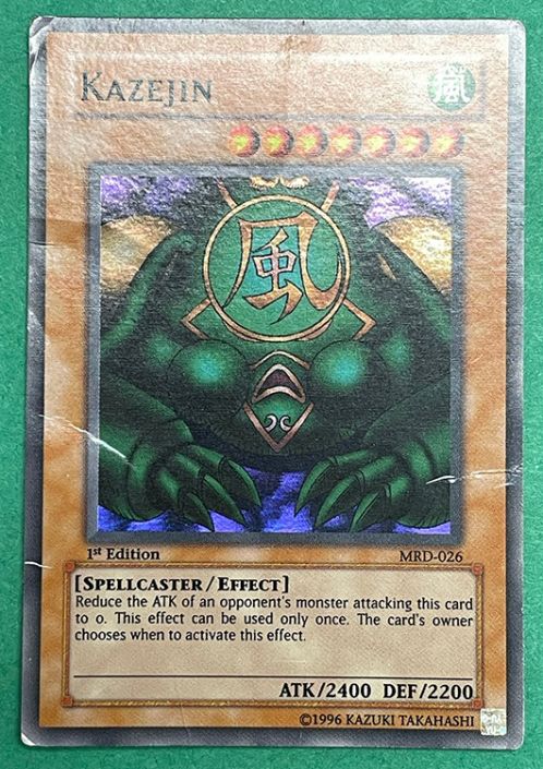 Yu-Gi-Oh Card - MRD-026 - KAZEJIN (super rare holo)(1st Edition) *NM Played*