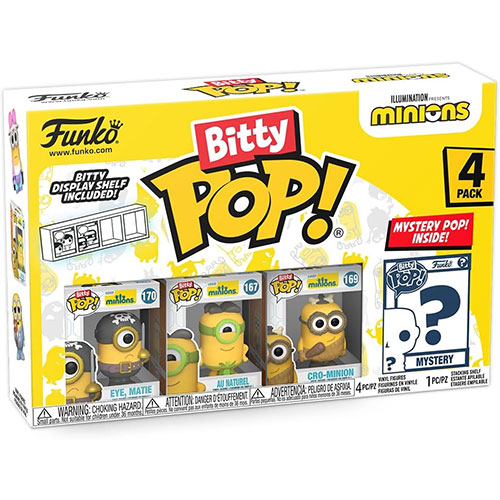 Funko Bitty POP! 4-Pack - Minions - EYE MATIE, AU NATUREL, CRO-MINION & 1 MYSTERY!