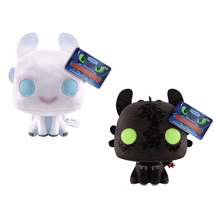 Funko Plushies - Dreamworks How to Train Your Dragon - SET OF 2 [Light Fury & Toothless](7 inch)