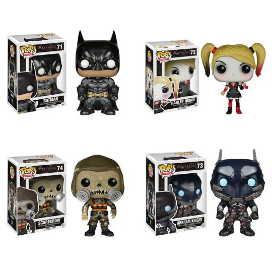 Funko Pop Batman Arkham Knight Vinyl Figures Set Of 4 Arkaham Knight Batman Scarecrow Harley - 