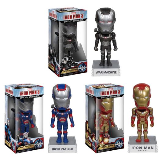 Funko Wacky Wobblers Iron Man 3 Movie Set Of 3 War Machine Iron Patriot Iron Man Mark 42