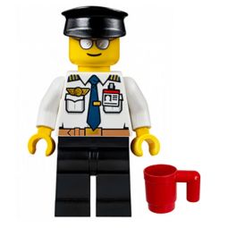 LEGO Minifigure - City - AIRPORT PILOT with Red Mug