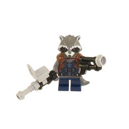 LEGO Minifigure - Marvel Comics Super Heroes - ROCKET RACCOON w/ Pistols (Dark Blue Outfit)