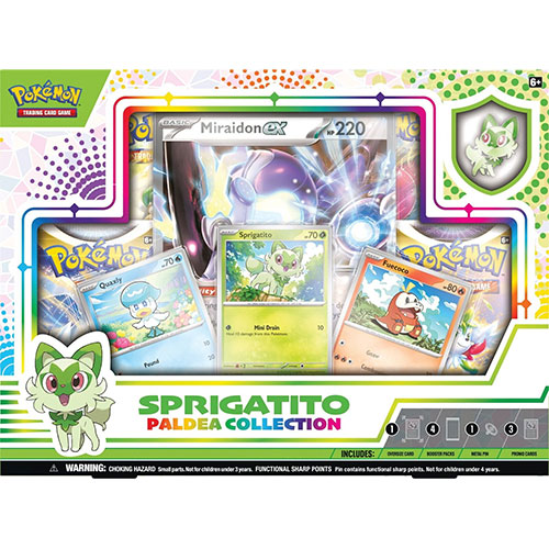 Pokemon Cards - Paldea Collection Box - SPRIGATITO (4 Packs, 1