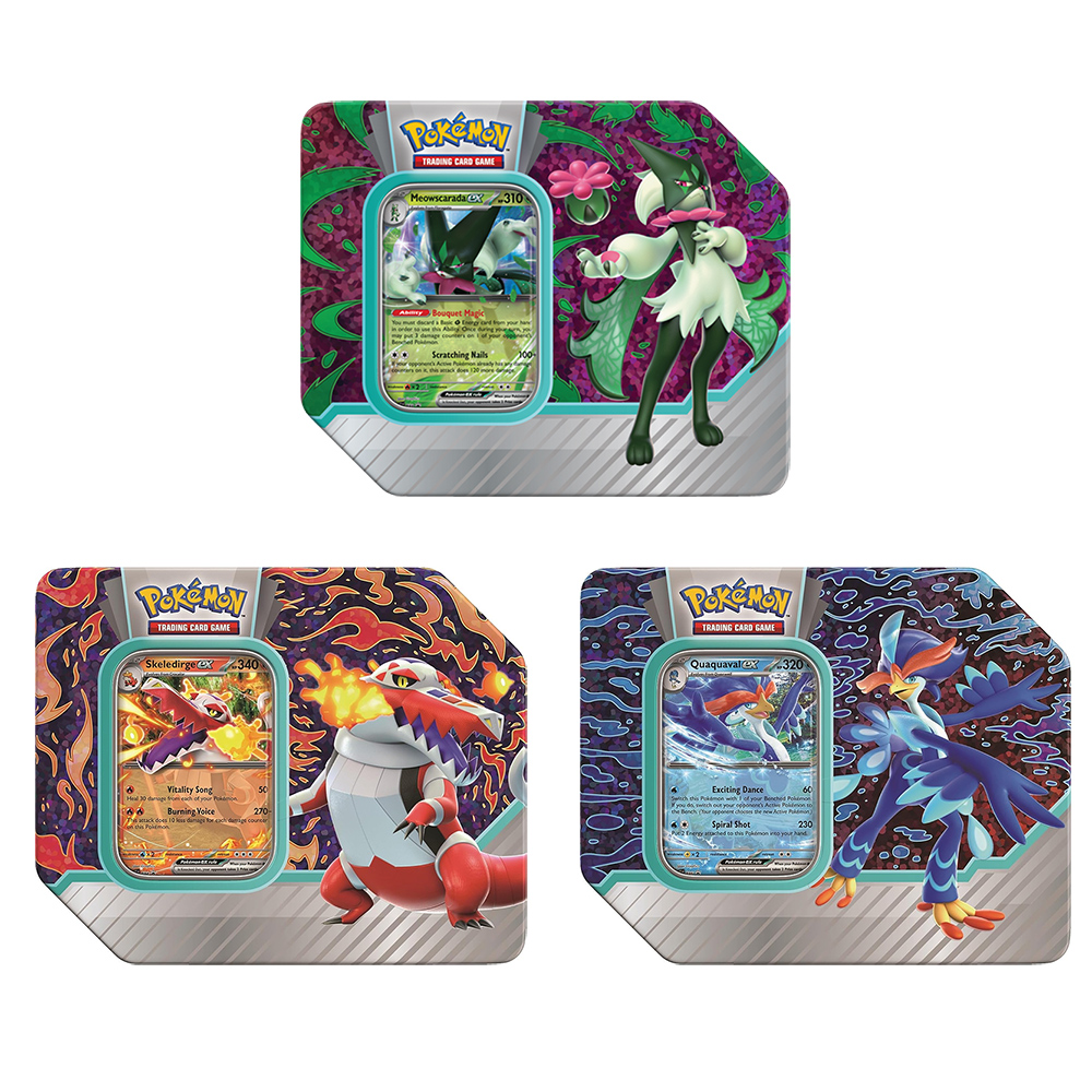 Pokemon 2023 Collectors Paldea Partners Tins - SET OF 3 (Meowscarada, Quaquaval & Skeledirge)