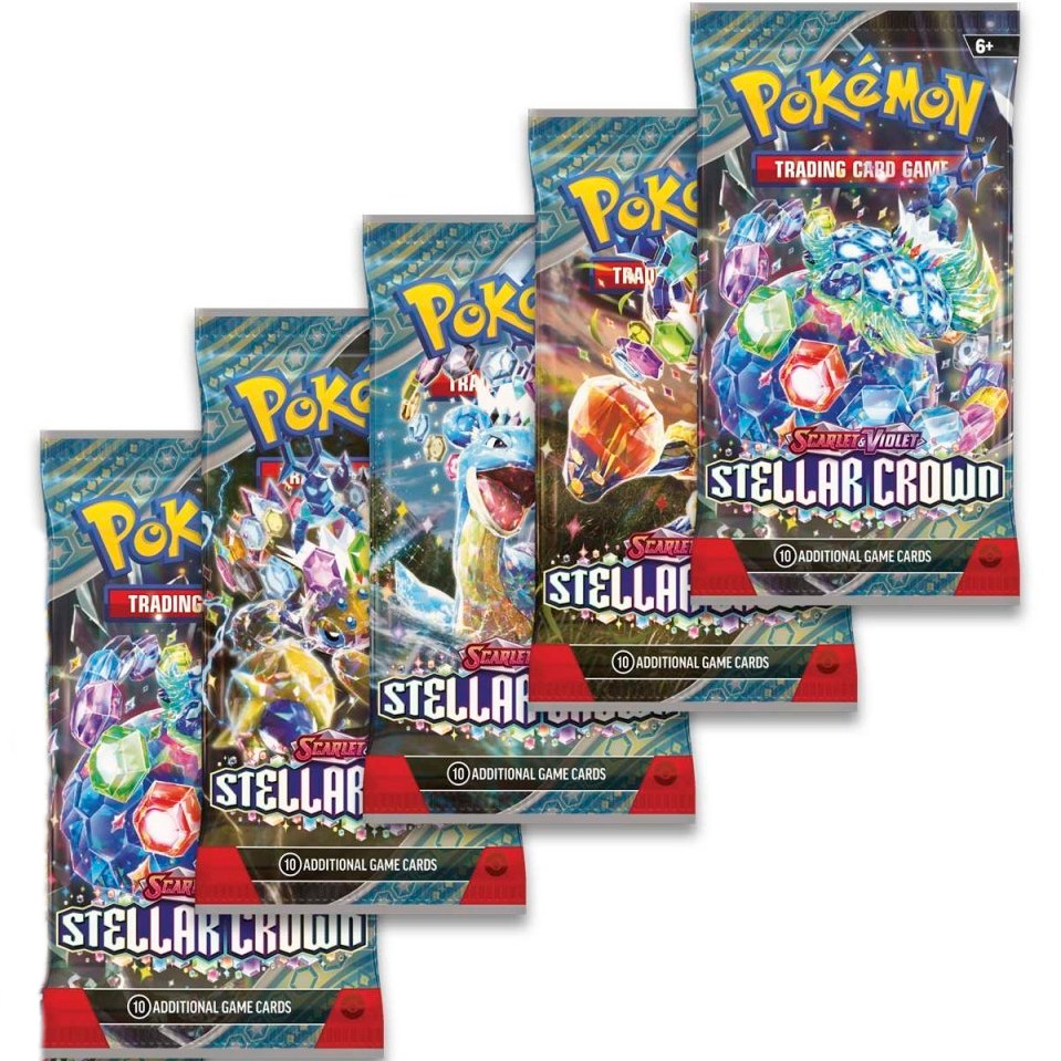 Pokemon Cards - Scarlet & Violet : Stellar Crown - BOOSTER PACKS [5 Pack Lot] (Pre-Order ships Sept)