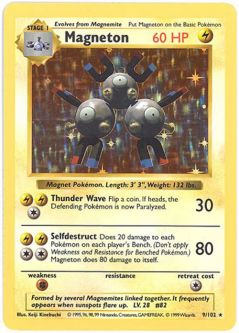 Pokemon Card - Base 9/102 - MAGNETON (holo-foil) **Shadowless** *Played*