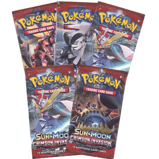 Pokemon Cards Sun Moon Crimson Invasion Booster Packs 5 Pack Lot