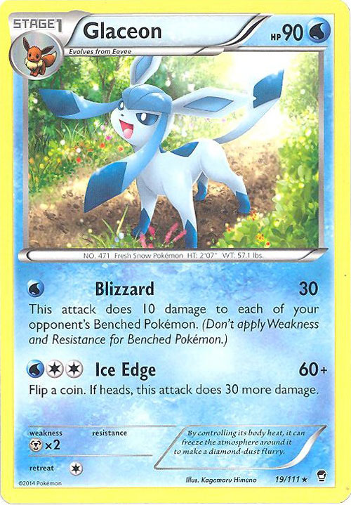 Pokemon Card - XY: Furious Fists 19/111 - GLACEON (rare)