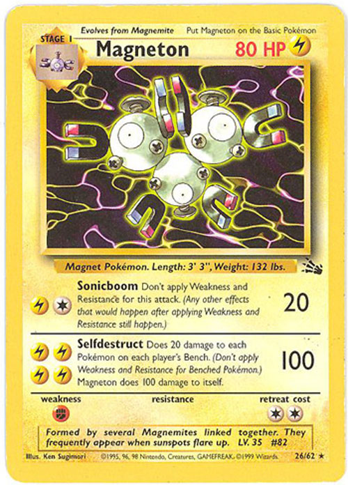 Pokemon Card - Fossil 26/62 - MAGNETON (rare)