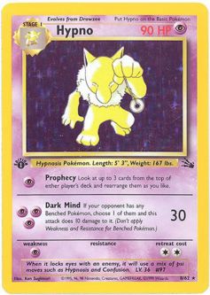 Pokemon Card - Fossil 8/62 - HYPNO (holo-foil) *1st Edition*