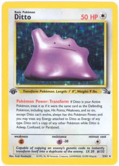 Pokemon Card - Fossil 3/62 - DITTO (holo-foil) **1st Edition** *Played*